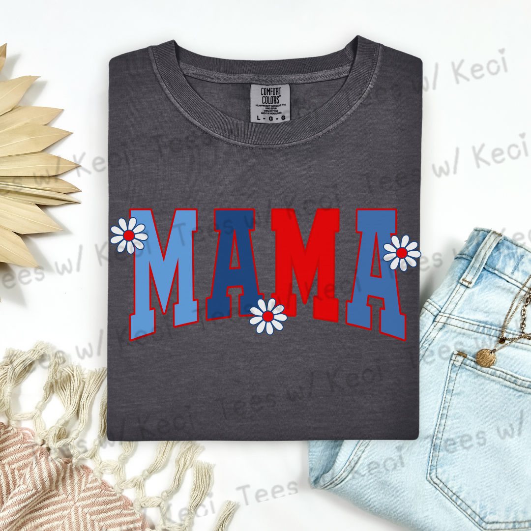 red,white,blue “MAMA” CC t-shirt
