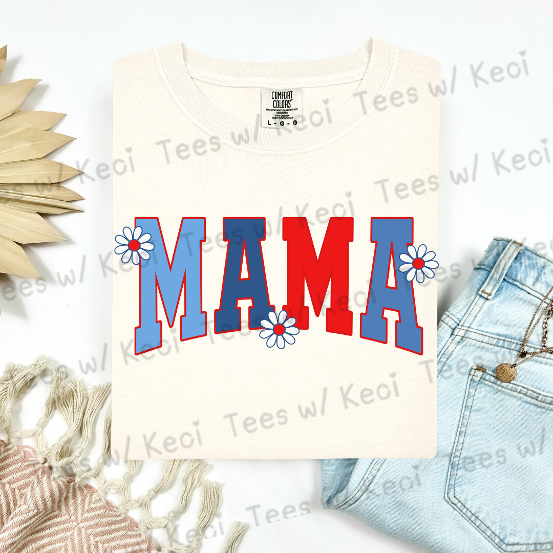 red,white,blue “MAMA” CC t-shirt