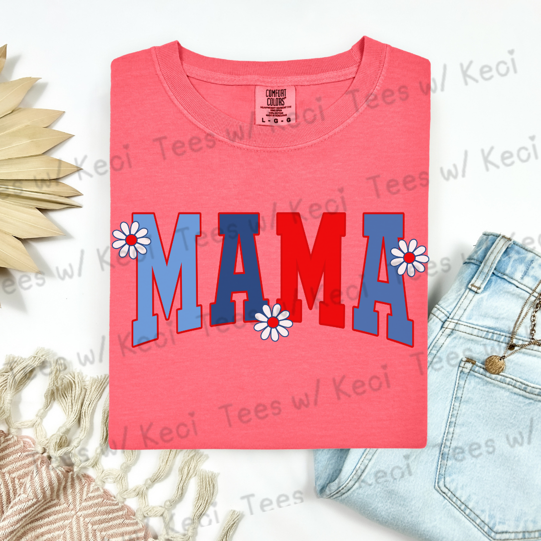 red,white,blue “MAMA” CC t-shirt