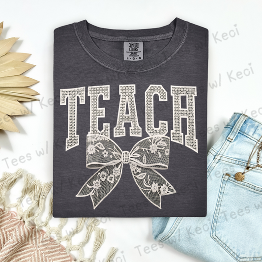 “TEACH” lace CC t-shirt